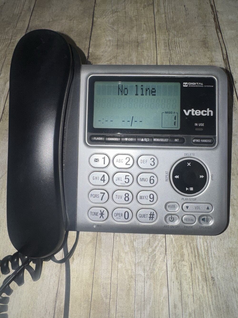 VTech CS6649 Corded Telephone w/ Digital Answering, Caller ID, Silver/Black